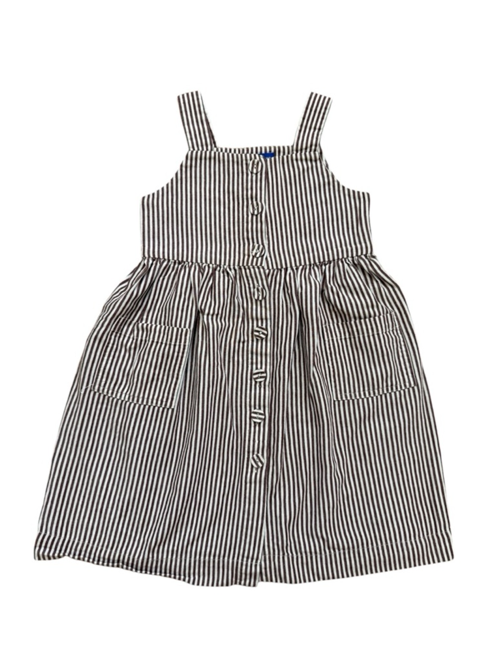 Maison Me by Maisonette Brown White Striped Girls Cotton Pinafore Dress Size 5